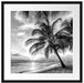 Palmen im Sonnenuntergang auf Barbados, Monochrome Passepartout Quadratisch 55