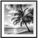 Palmen im Sonnenuntergang auf Barbados, Monochrome Passepartout Quadratisch 70