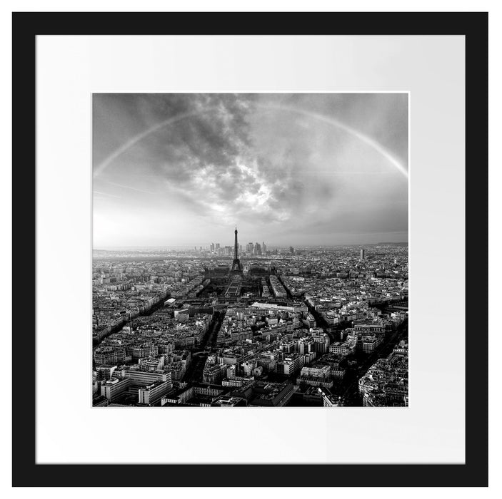 Panorama Regenbogen über Paris, Monochrome Passepartout Quadratisch 40