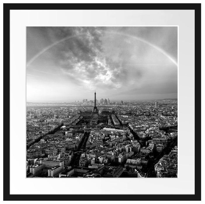 Panorama Regenbogen über Paris, Monochrome Passepartout Quadratisch 55
