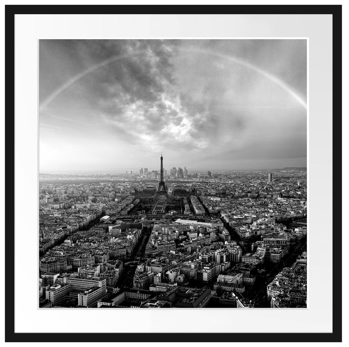 Panorama Regenbogen über Paris, Monochrome Passepartout Quadratisch 70