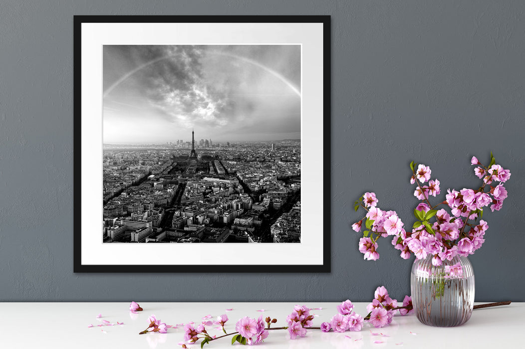 Panorama Regenbogen über Paris, Monochrome Passepartout Detail Quadratisch
