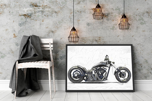 Motorrad grau Carbonoptik Schattenfugenrahmen Wohnzimmer
