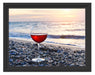 Weinglas am Strand Schattenfugenrahmen 38x30