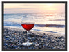 Weinglas am Strand Schattenfugenrahmen 80x60