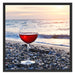 Weinglas am Strand Schattenfugenrahmen Quadratisch 70x70