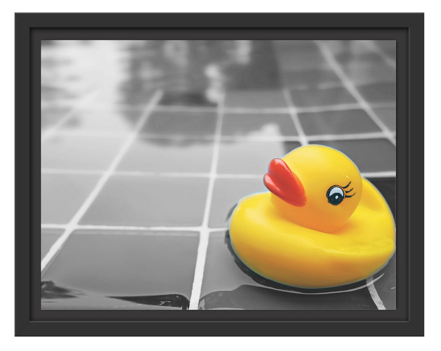 Quietsche Ente im Wasser Schattenfugenrahmen 38x30