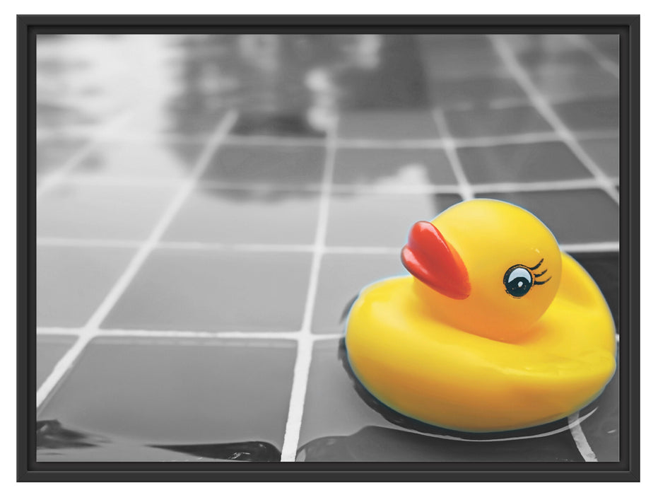 Quietsche Ente im Wasser Schattenfugenrahmen 80x60