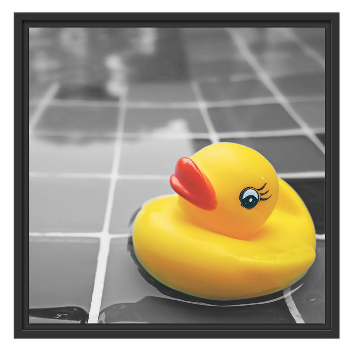 Quietsche Ente im Wasser Schattenfugenrahmen Quadratisch 55x55