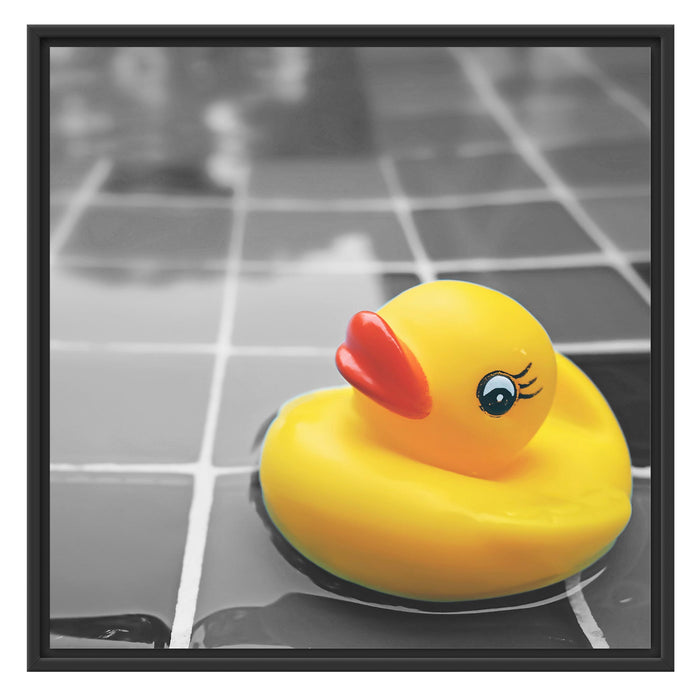 Quietsche Ente im Wasser Schattenfugenrahmen Quadratisch 70x70