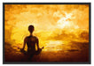 Frau meditiert am Strand Schattenfugenrahmen 100x70