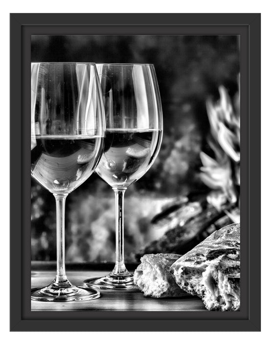 Baguette Wein Alkohol Schattenfugenrahmen 38x30
