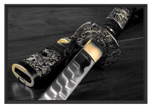 strahlendes Samurai-Schwert Schattenfugenrahmen 100x70