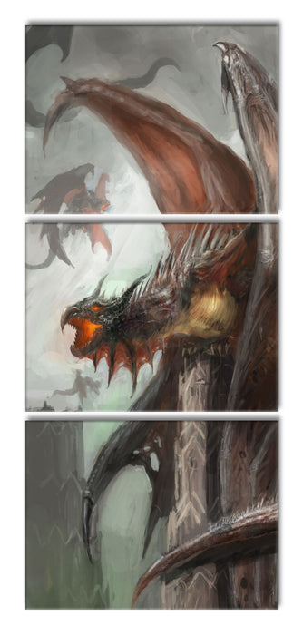Dragons, XXL Leinwandbild als 3 Teiler