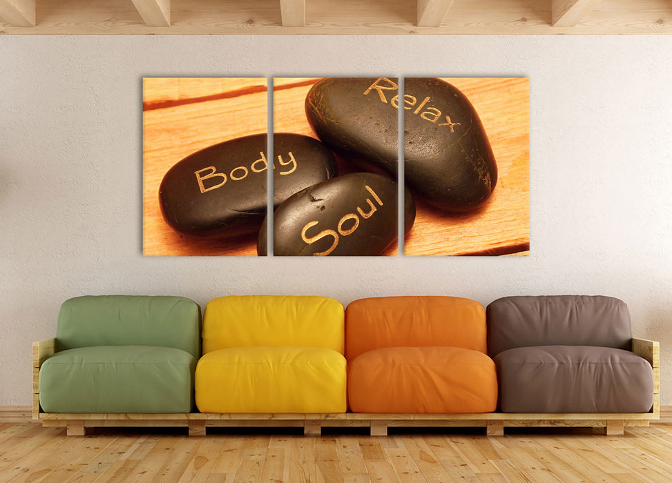 Wellness Body Soul Relax, XXL Leinwandbild als 3 Teiler