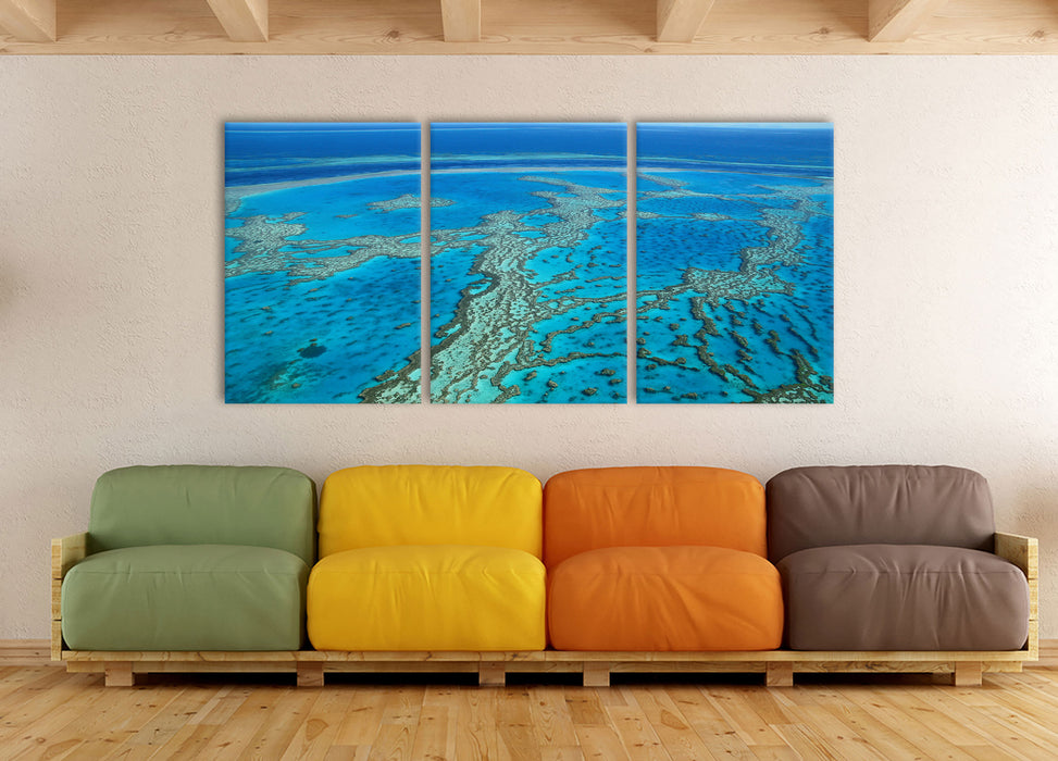Wunderschöne Ozean Riffe, XXL Leinwandbild als 3 Teiler