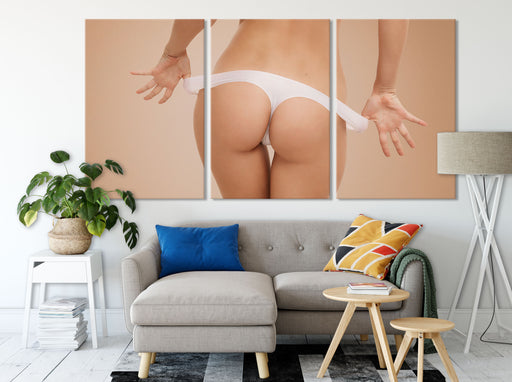 Frau in weißem Dessous Leinwandbild Wohnzimmer XXL
