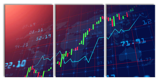 Aktienmarkt blau/ rot Leinwandbild XXL