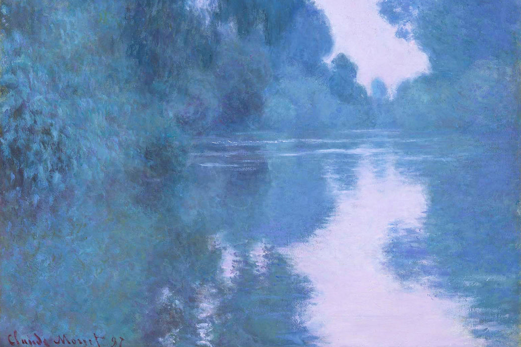 Claude Monet - Morgen an der Seine nahe Giverny, Glasbild