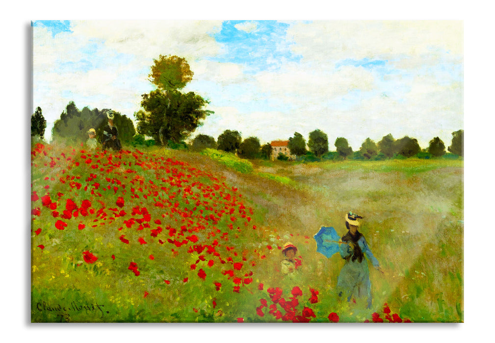 Pixxprint Claude Monet - Felder um Argenteuil, Glasbild