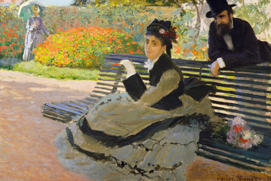 Claude Monet - Camille Monet auf einer Gartenbank, Glasbild