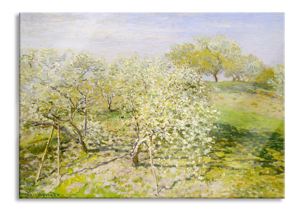 Claude Monet - Frühling Apfelbäume in der Blüte, Glasbild