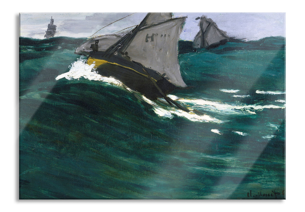 Pixxprint Claude Monet - Die grüne Welle, Glasbild