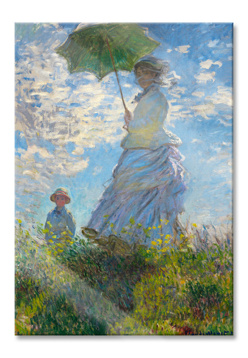 Pixxprint Claude Monet - Frau mit Sonnenschirm, Glasbild