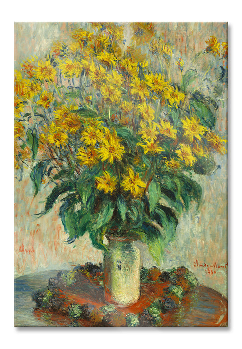 Pixxprint Claude Monet - Topinambur Blumen, Glasbild