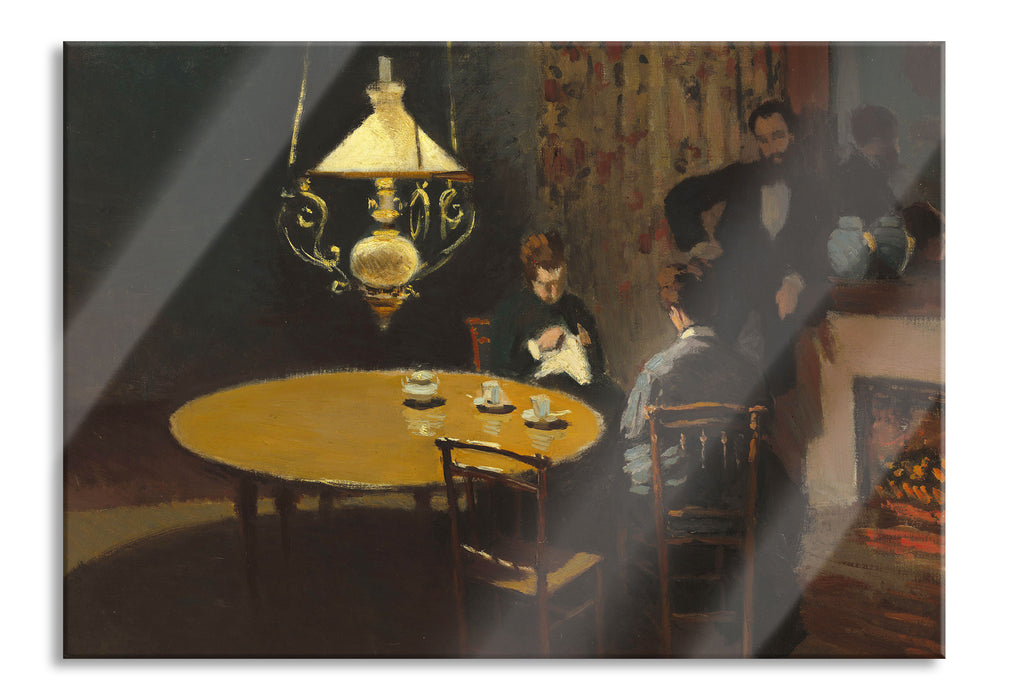 Pixxprint Claude Monet - Drinnen nach dem Abendessen, Glasbild