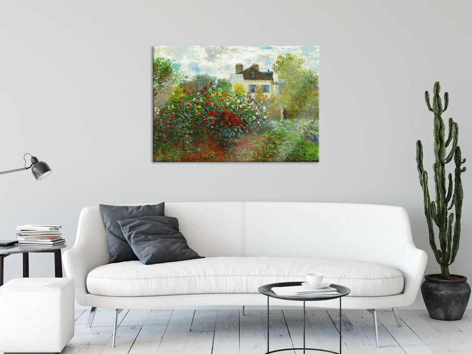 Claude Monet - Des Künstlers Garten in ArgenteuilEi, Glasbild