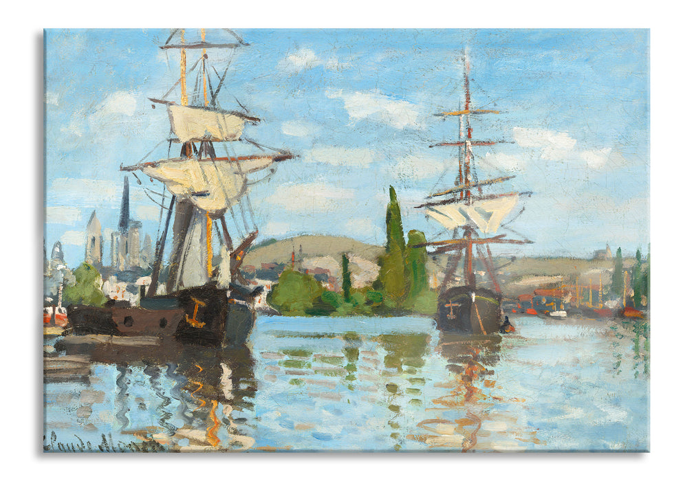 Pixxprint Claude Monet - Schiffe auf der Seine bei Rouen, Glasbild