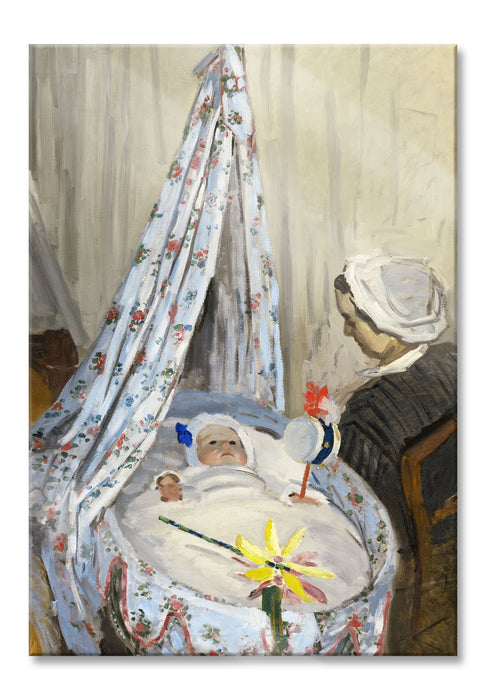 Claude Monet - Die Wiege - Camille mit Jean dem Sohn, Glasbild