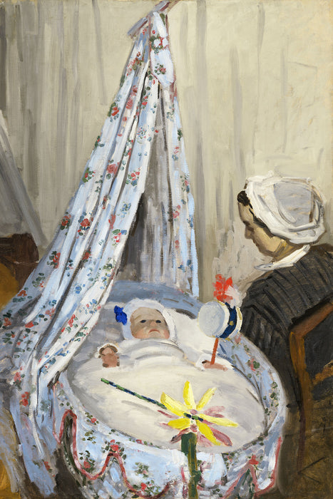 Claude Monet - Die Wiege - Camille mit Jean dem Sohn, Glasbild