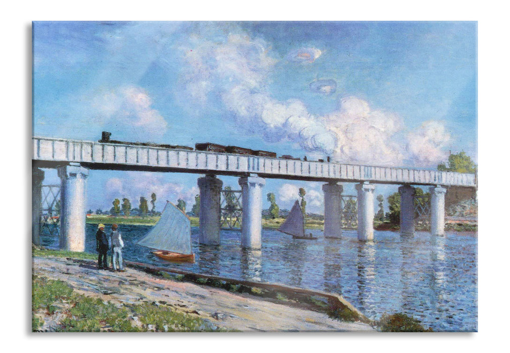 Pixxprint Claude Monet - Die Eisenbahnbrücke in Argenteuil, Glasbild
