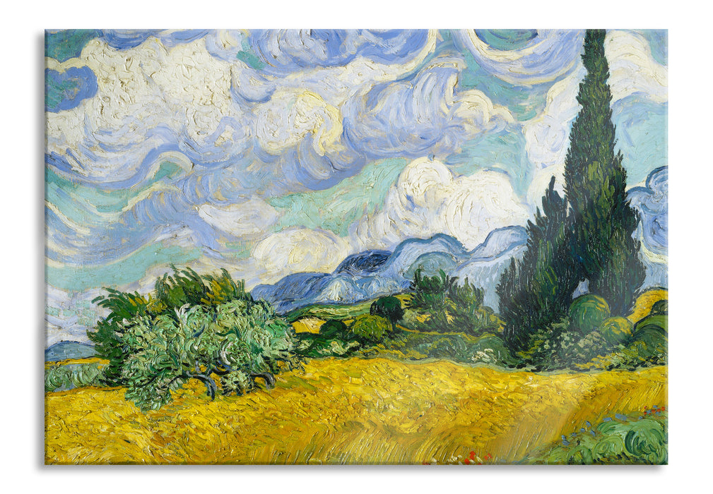 Vincent Van Gogh - Weizenfeld mit Zypressen, Glasbild