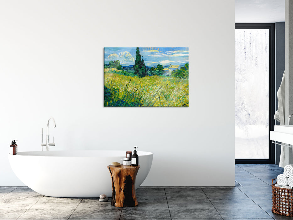 Vincent Van Gogh - Grünes Weizenfeld mit Zypressen, Glasbild