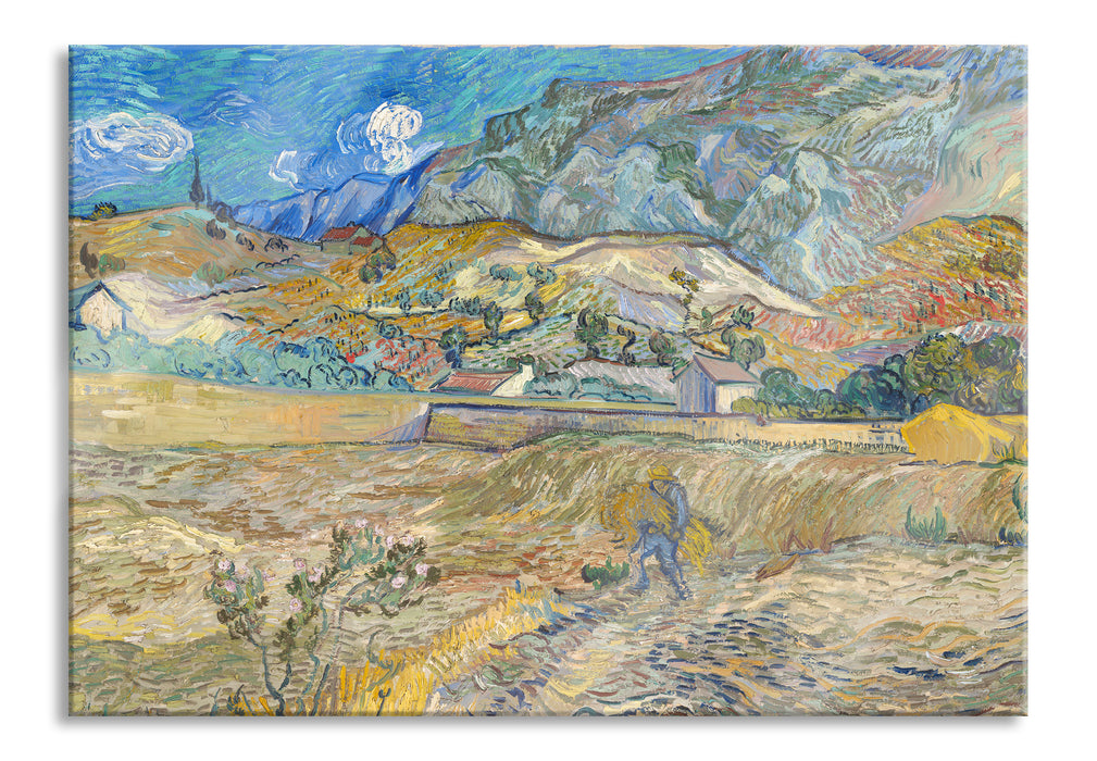 Pixxprint Vincent Van Gogh - Weizenfeld mit Bauer, Glasbild