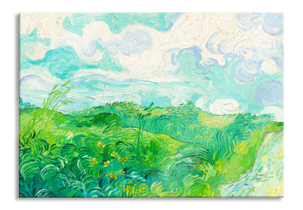Vincent Van Gogh - Feld mit grünem Weizen, Glasbild