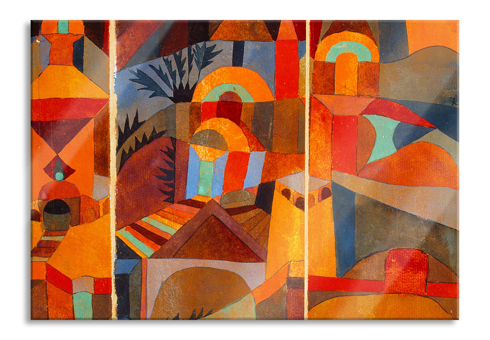 Paul Klee - Tempelgärten, Glasbild
