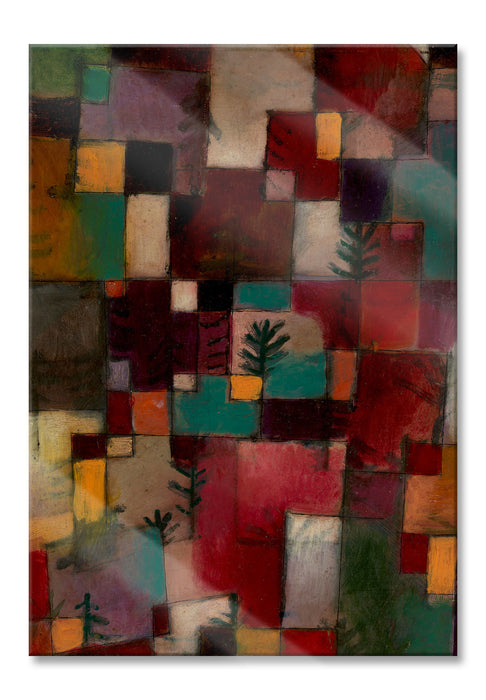 Paul Klee - Rotgrüne und Violett-gelbe Rhythmen, Glasbild