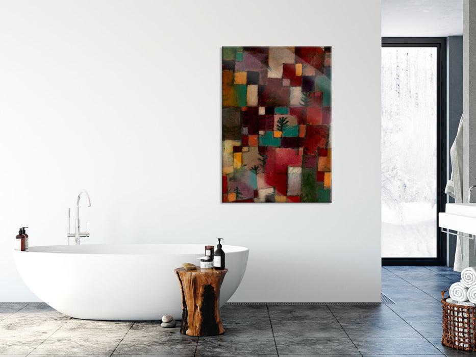Paul Klee - Rotgrüne und Violett-gelbe Rhythmen, Glasbild