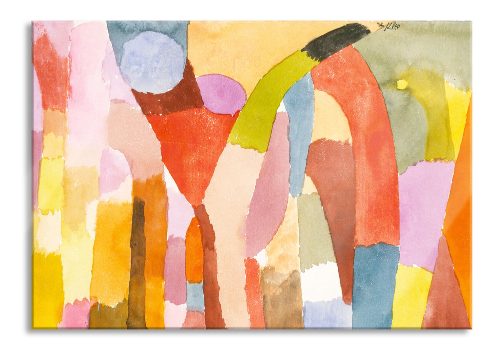 Paul Klee - Bewegung von gewölbten Räumen, Glasbild