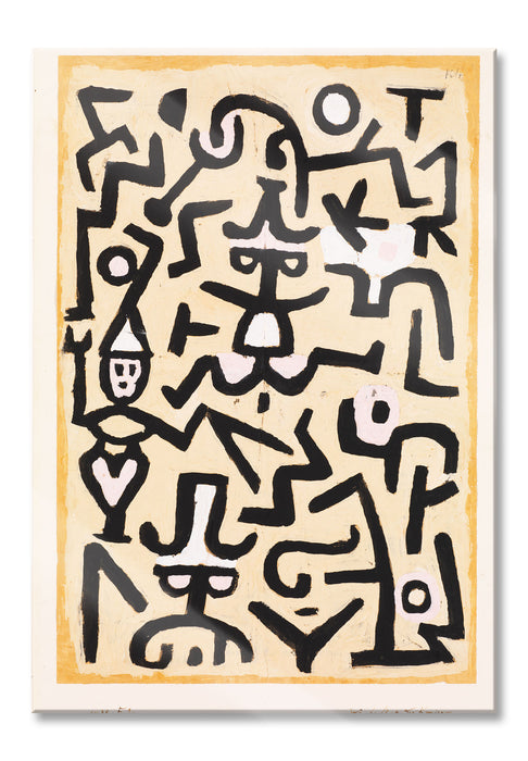 Paul Klee - Das Flugblatt des Komödianten, Glasbild