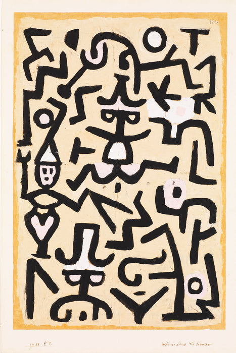 Paul Klee - Das Flugblatt des Komödianten, Glasbild