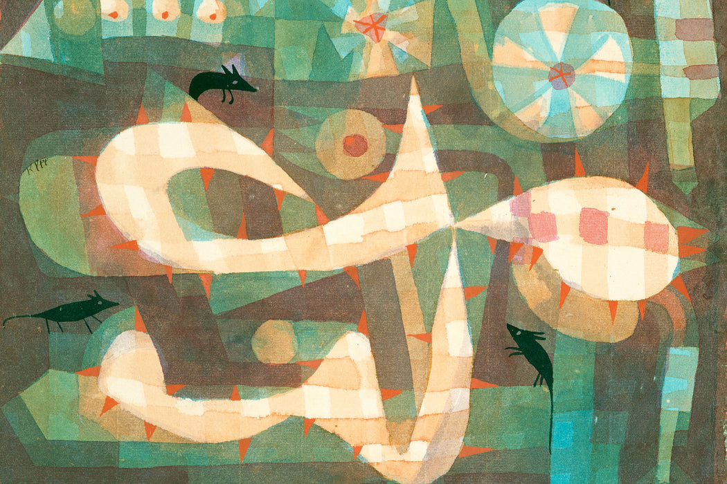 Paul Klee - Die Stachelschlinge mit den Mäusen, Glasbild