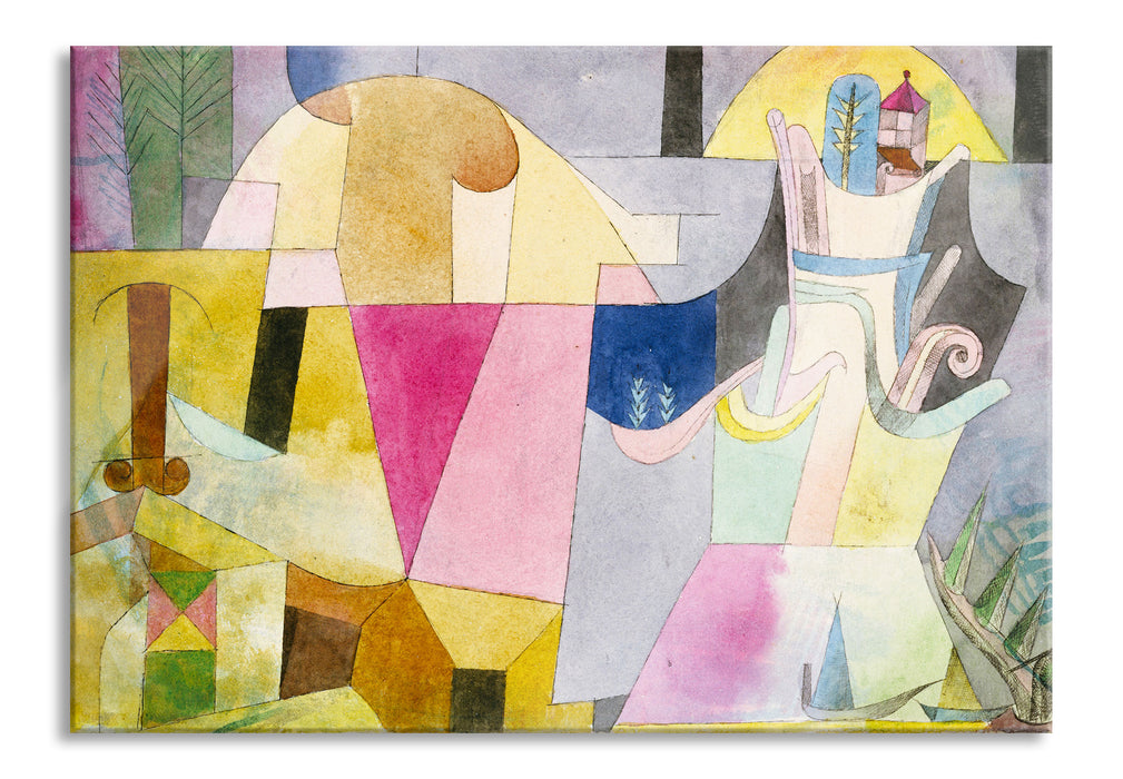 Pixxprint Paul Klee - Schwarze Säulen in der Landschaft, Glasbild