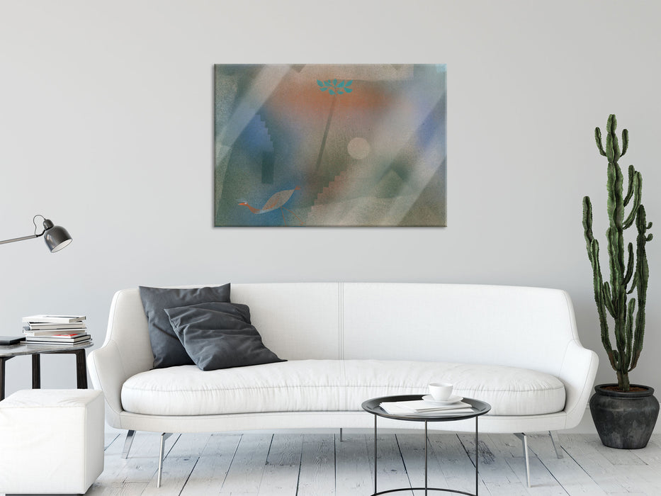 Paul Klee - Abwandernder Vogel, Glasbild
