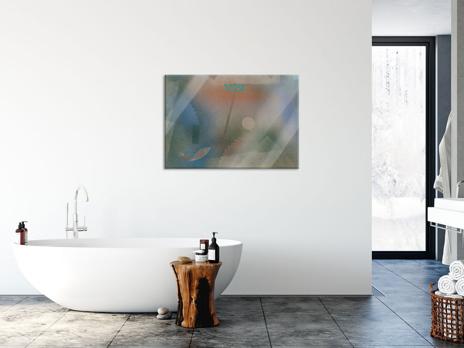 Paul Klee - Abwandernder Vogel, Glasbild