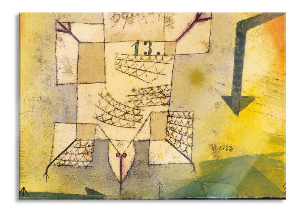 Paul Klee - Abstürzender Vogel, Glasbild